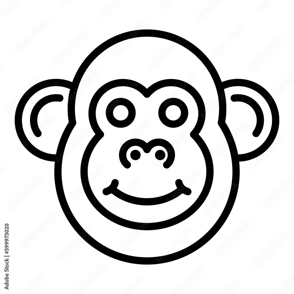 Wall mural face gibbon icon. outline face gibbon vector icon for web design isolated on white background - Wall murals