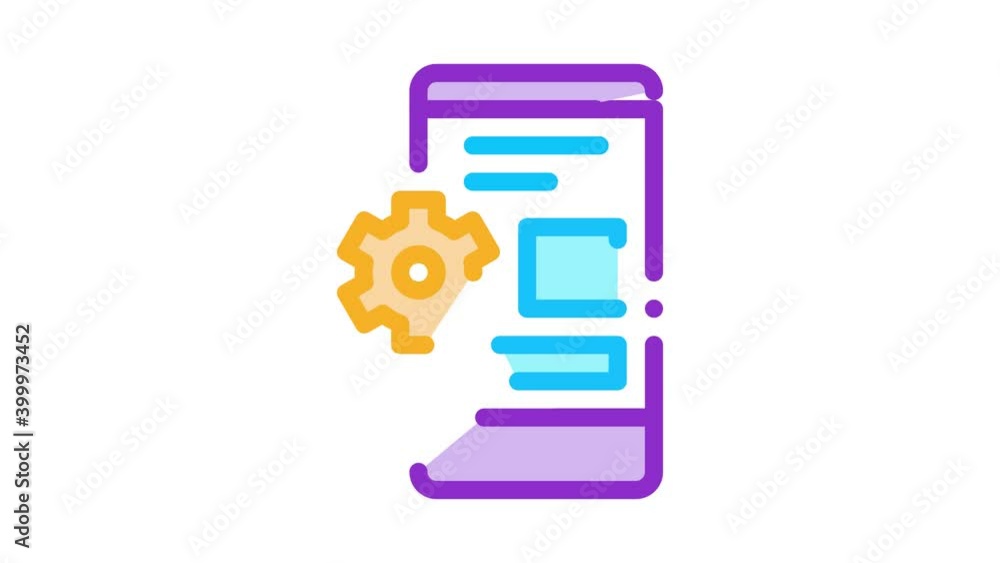 Poster web site adaptive for phone icon animation. color web site adaptive for phone animated icon on white