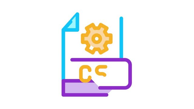 front end css code Icon Animation. color front end css code animated icon on white background