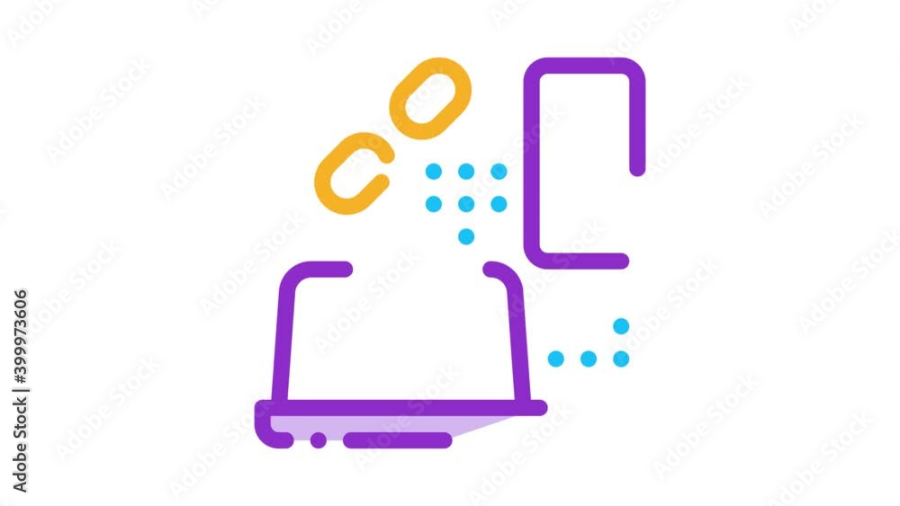 Poster computer and phone connection icon animation. color computer and phone connection animated icon on w