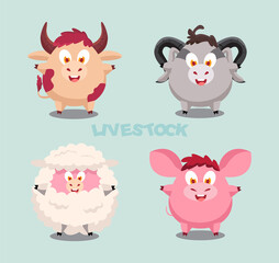 Cute cartoon illustration livestock