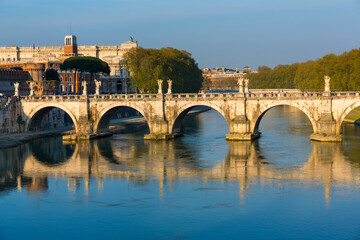 Tiber River, Saint Angelo Bridge, Rome, Italy, Europe