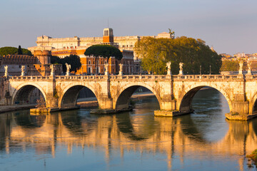 Fototapeta na wymiar Tiber River, Saint Angelo Bridge, Rome, Italy, Europe