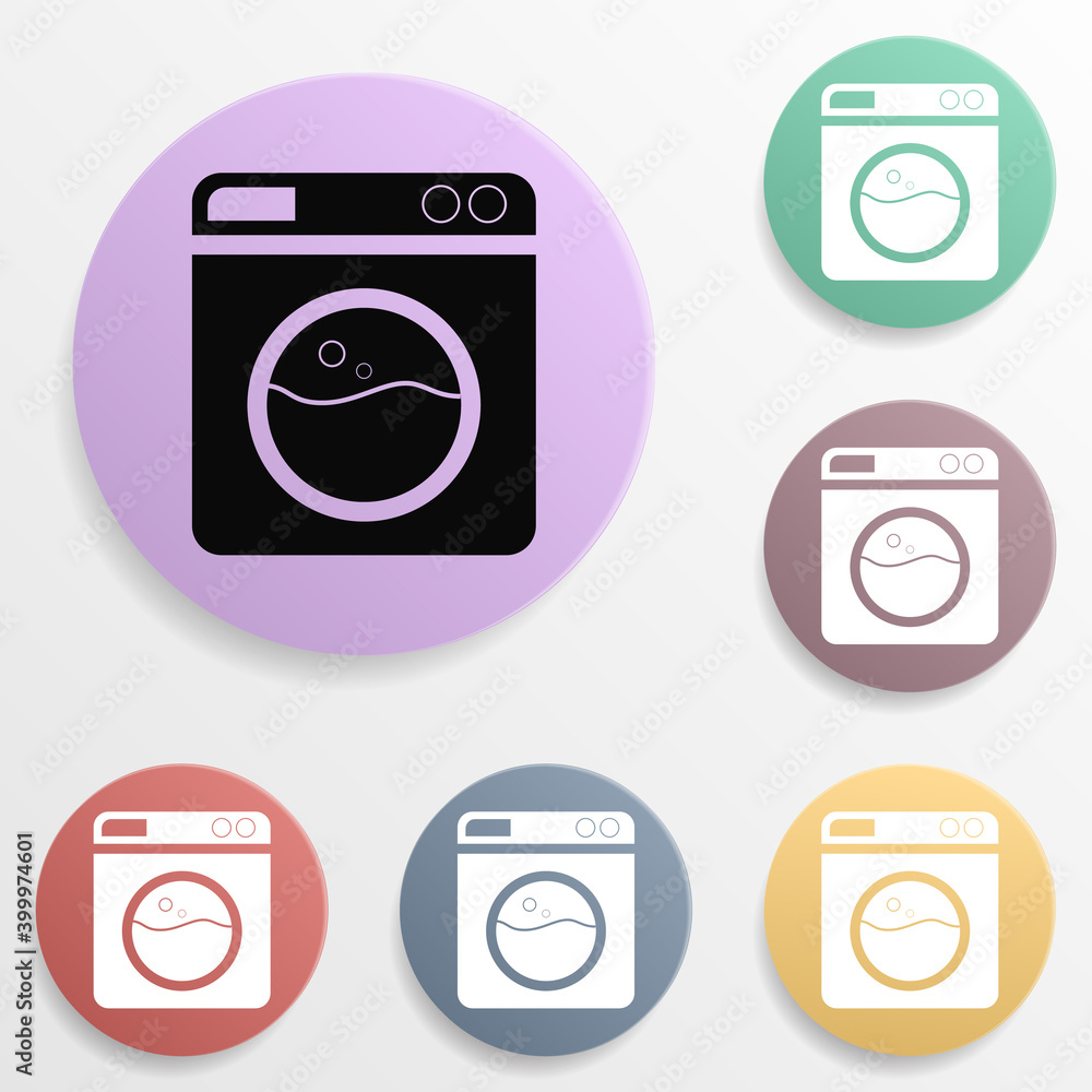 Aufkleber washing machine badge color set icon. simple glyph, flat vector of wash icons for ui and ux, website