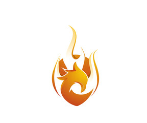 falcon and fire icon logo design template