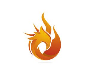 falcon and flame icon logo design template