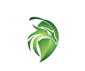 falcon and leaf icon logo design template