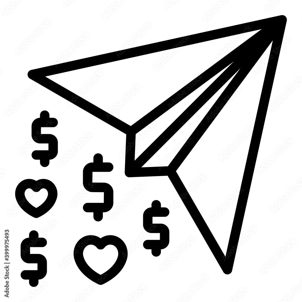 Poster paper plane heart icon. outline paper plane heart vector icon for web design isolated on white backg