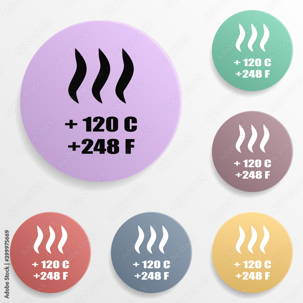 Poster wash sign at high temperatures badge color set icon. simple glyph, flat vector of wash icons for ui 