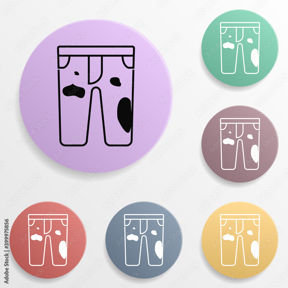 Poster dirty pants badge color set icon. simple glyph, flat vector of wash icons for ui and ux, website or 