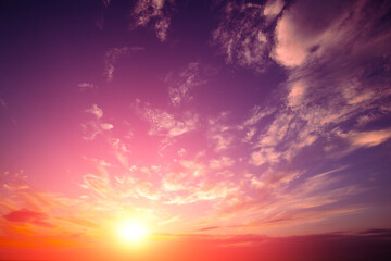 Colorful cloudy sky at sunset. Sky texture, abstract nature background