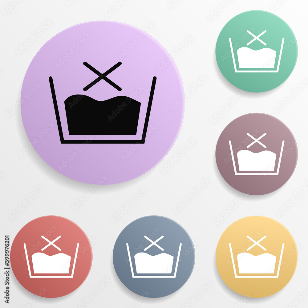 Poster no wash sign badge color set icon. simple glyph, flat vector of wash icons for ui and ux, website or