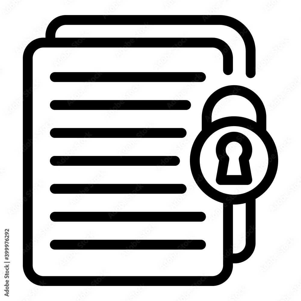 Poster locked documents icon. outline locked documents vector icon for web design isolated on white backgro