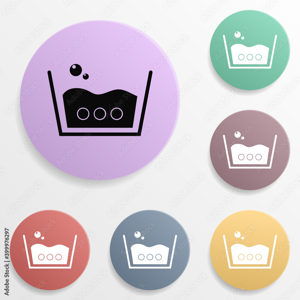 Poster a sign of an average soapy wash badge color set icon. simple glyph, flat vector of wash icons for ui