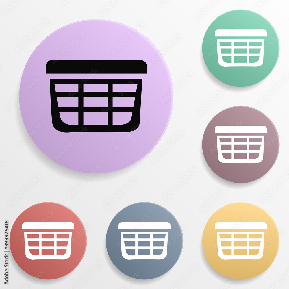 Poster laundry basket badge color set icon. simple glyph, flat vector of wash icons for ui and ux, website 