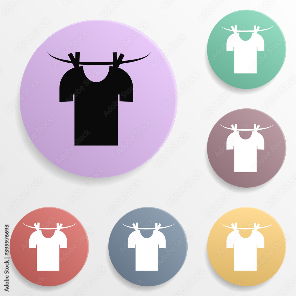 Aufkleber clothes drying on a rope badge color set icon. simple glyph, flat vector of wash icons for ui and ux