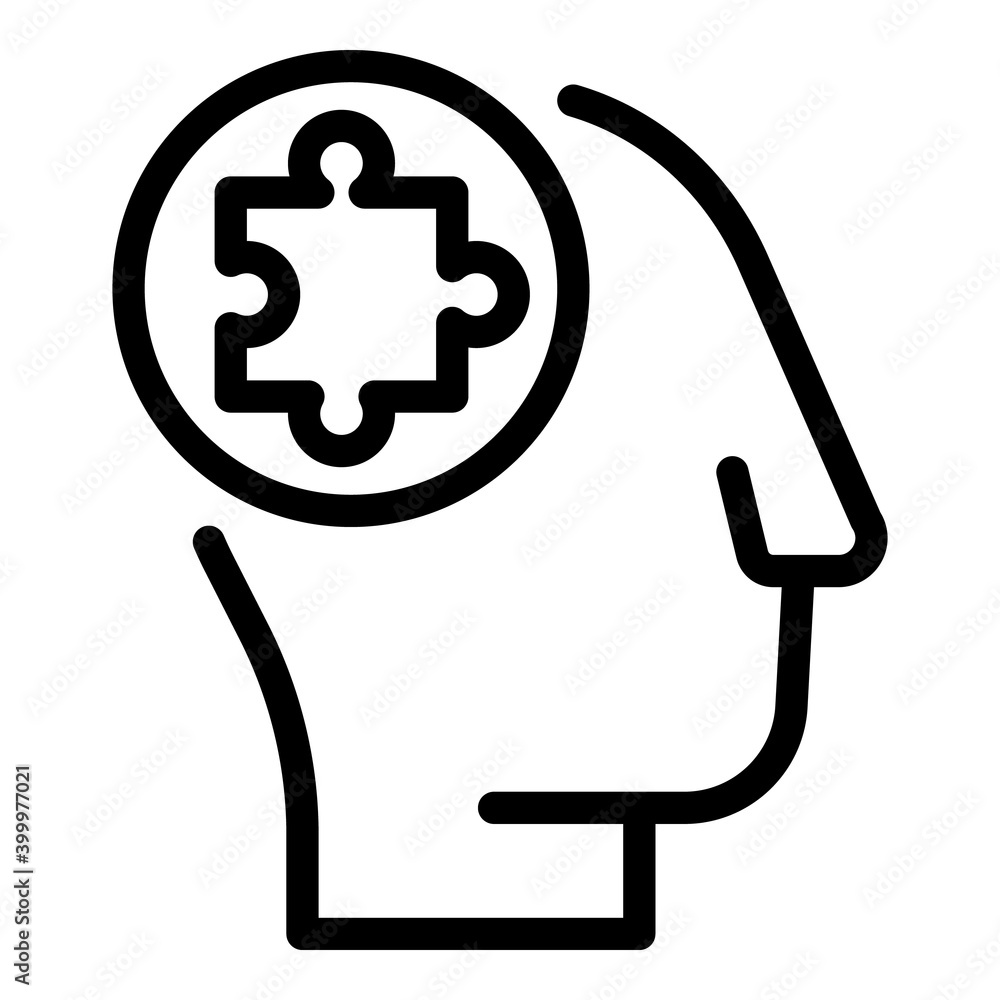 Poster puzzle mind icon. outline puzzle mind vector icon for web design isolated on white background