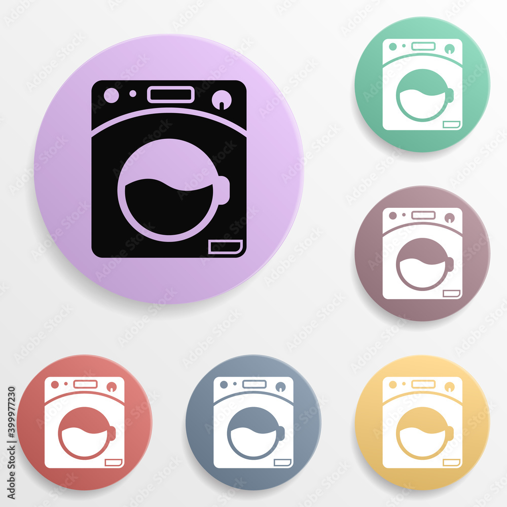 Poster washing machine badge color set icon. simple glyph, flat vector of wash icons for ui and ux, website