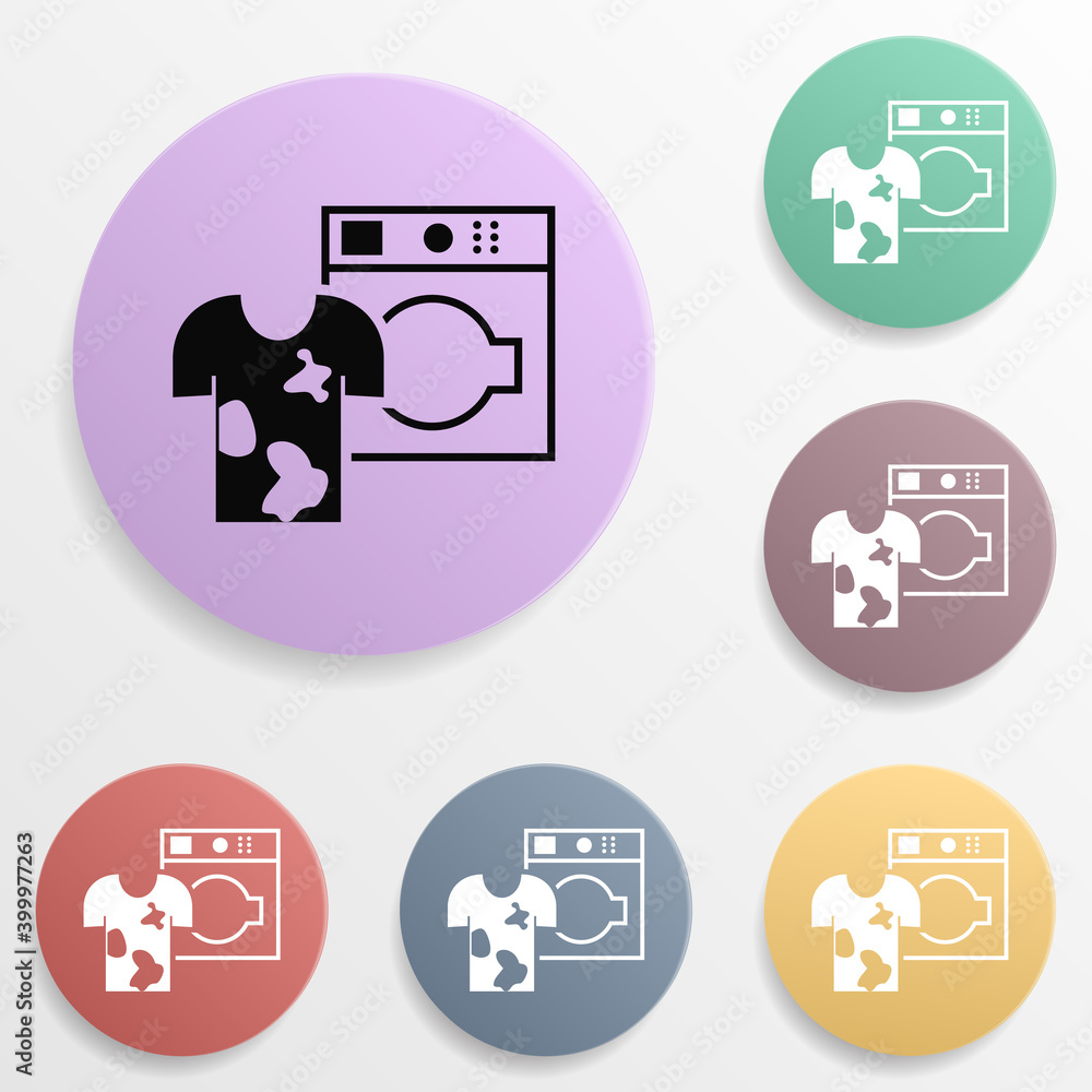 Aufkleber dry cleaning of colored linen badge color set icon. simple glyph, flat vector of wash icons for ui a