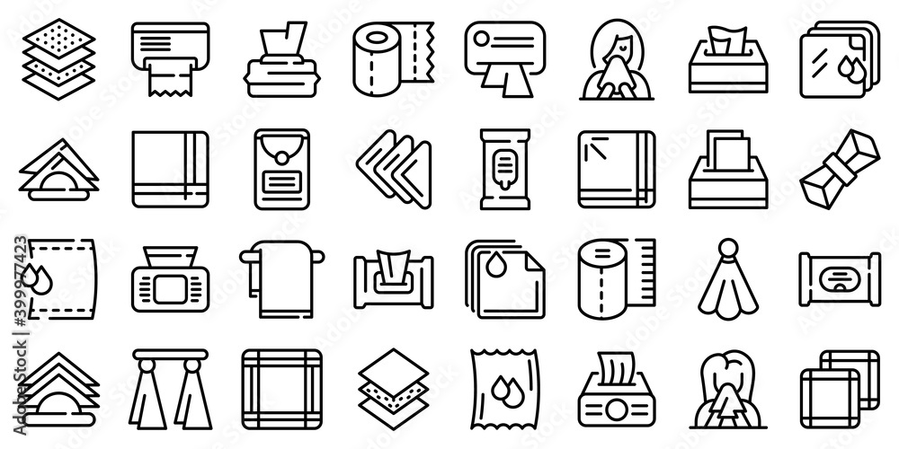 Poster handkerchief icons set. outline set of handkerchief vector icons for web design isolated on white ba