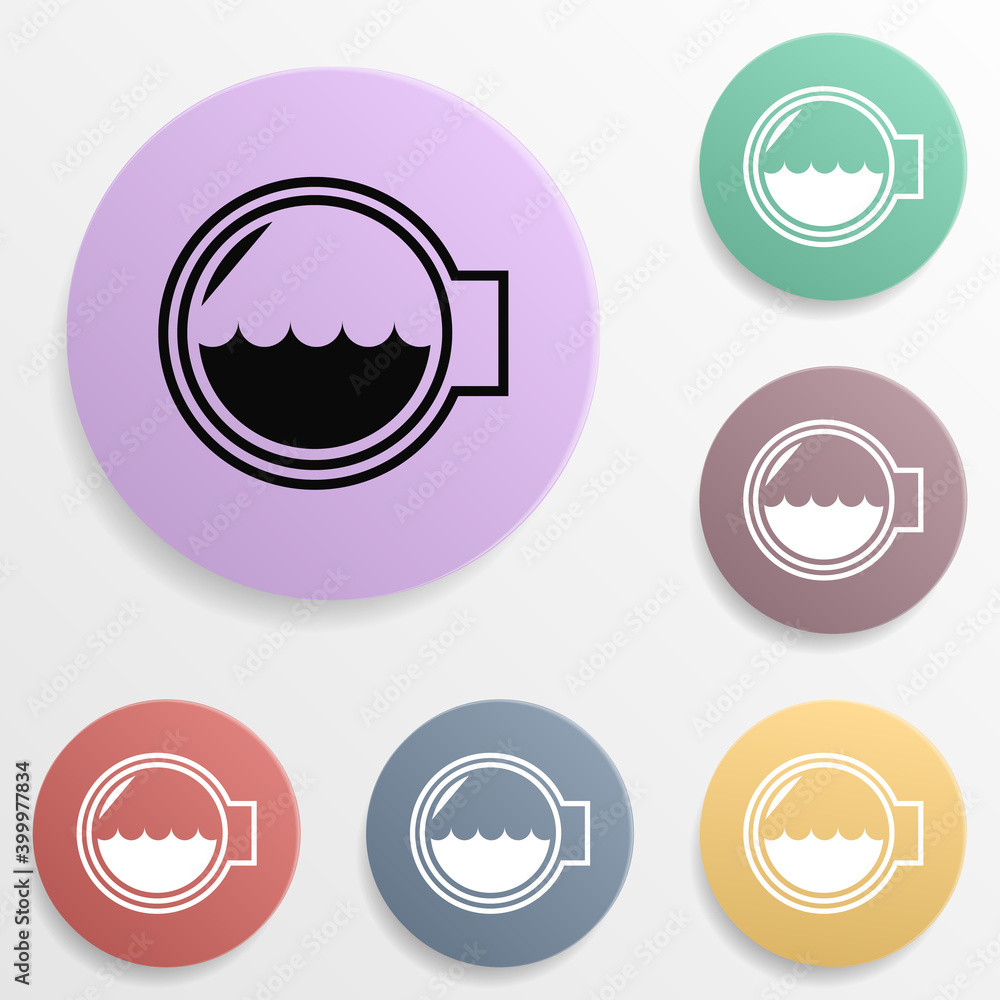 Poster washing machine drum badge color set icon. simple glyph, flat vector of wash icons for ui and ux, we