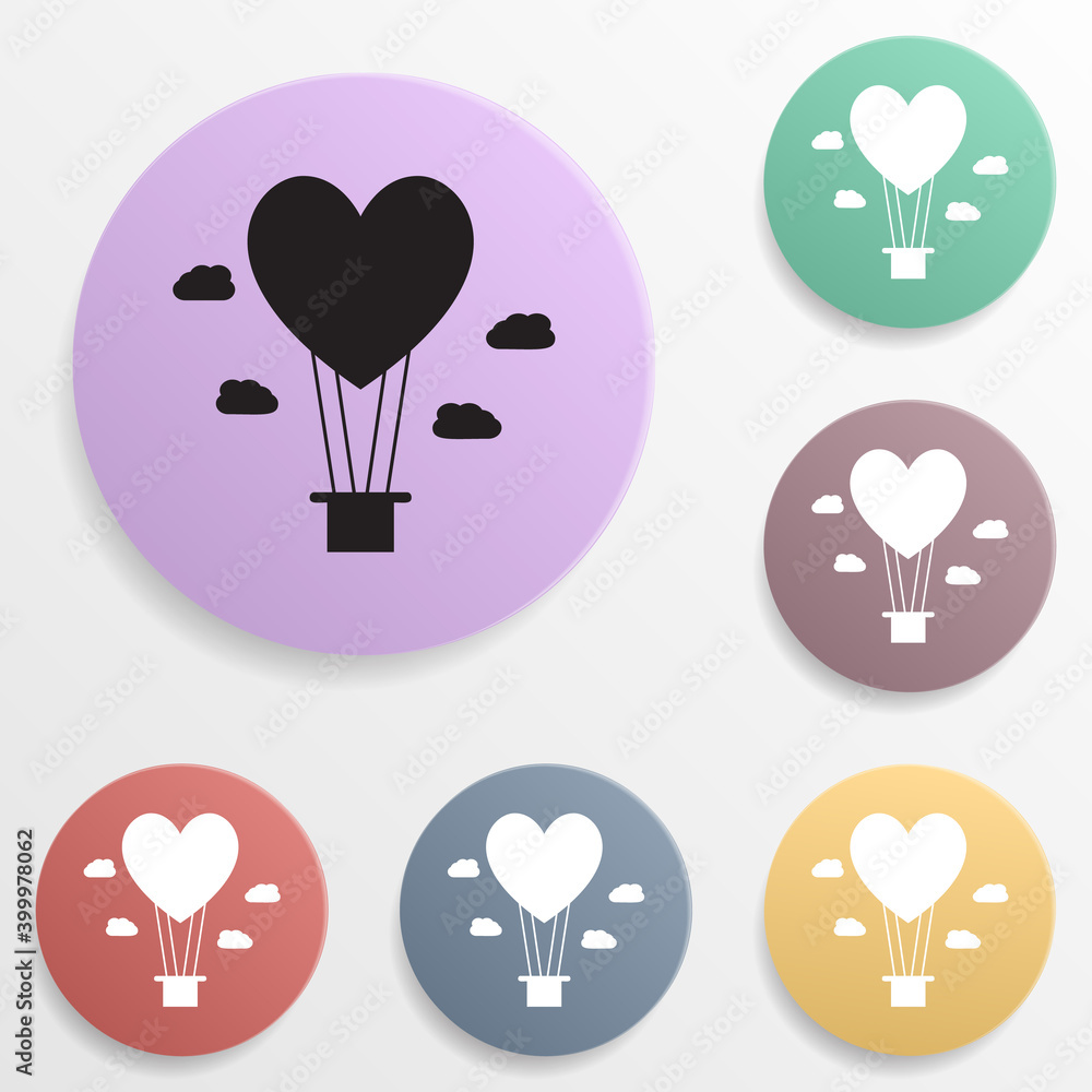 Poster balloon in the shape of heart badge color set icon. simple glyph, flat vector of valentine's day- we