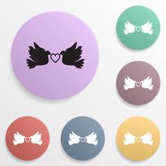 Love doves keep heart badge color set icon. Simple glyph, flat vector of valentine's day- wedding icons for ui and ux, website or mobile application