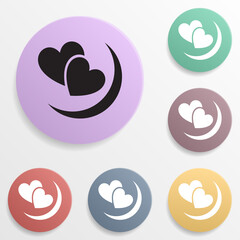 Two hearts badge color set icon. Simple glyph, flat vector of valentine's day- wedding icons for ui and ux, website or mobile application