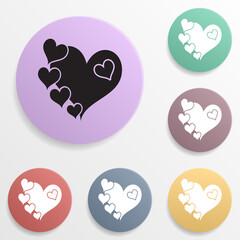 Hearts badge color set icon. Simple glyph, flat vector of valentine's day- wedding icons for ui and ux, website or mobile application