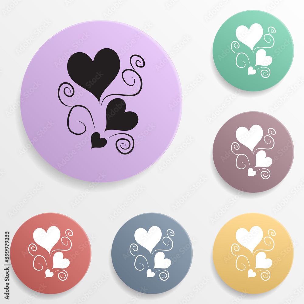 Poster box of chocolates in the shape of heart badge color set icon. simple glyph, flat vector of valentine