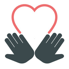 Obraz premium Open palms with hearts. Flat illustration.