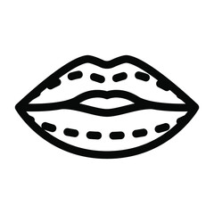 
A modern solid icon of a lips surgery, lips augmentation
