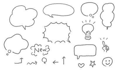 Illustration material: Handwritten speech bubble material set