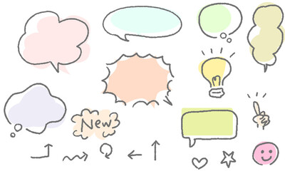 Illustration material: Handwritten speech bubble material set