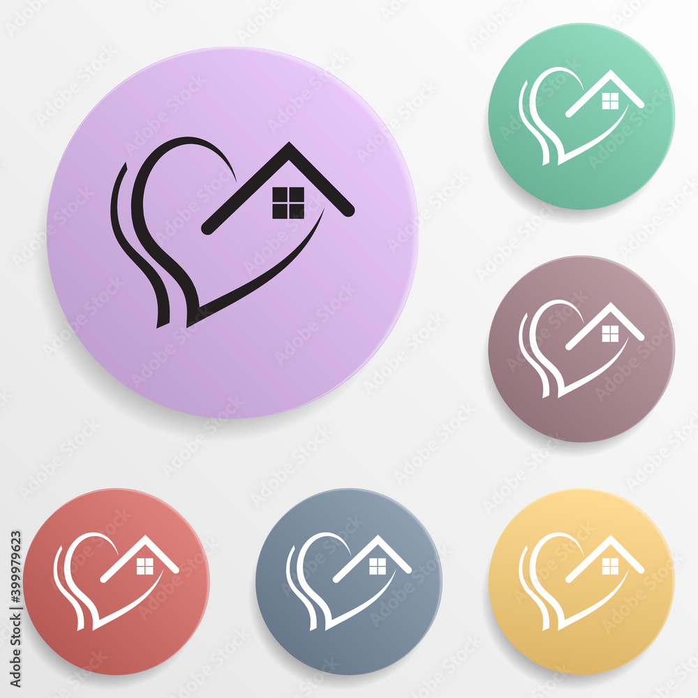 Poster man in the form of heart badge color set icon. simple glyph, flat vector of valentine's day- wedding