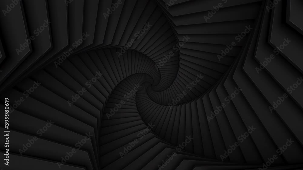 Aufkleber abstract dark twisted tunnel constructed with star shape. motion through spiral corridor. black smoo