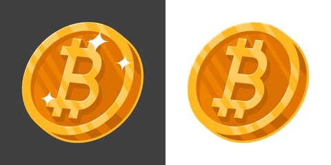 Isolated Flat Golden Bitcoin Icon Payment Symbol. Cryptocurrency Logo. Vector Illustration