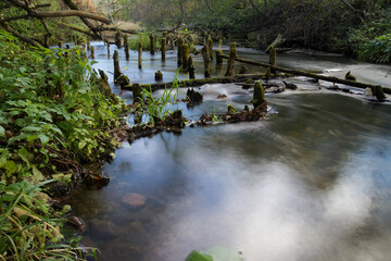 pillars from an old mill in the river