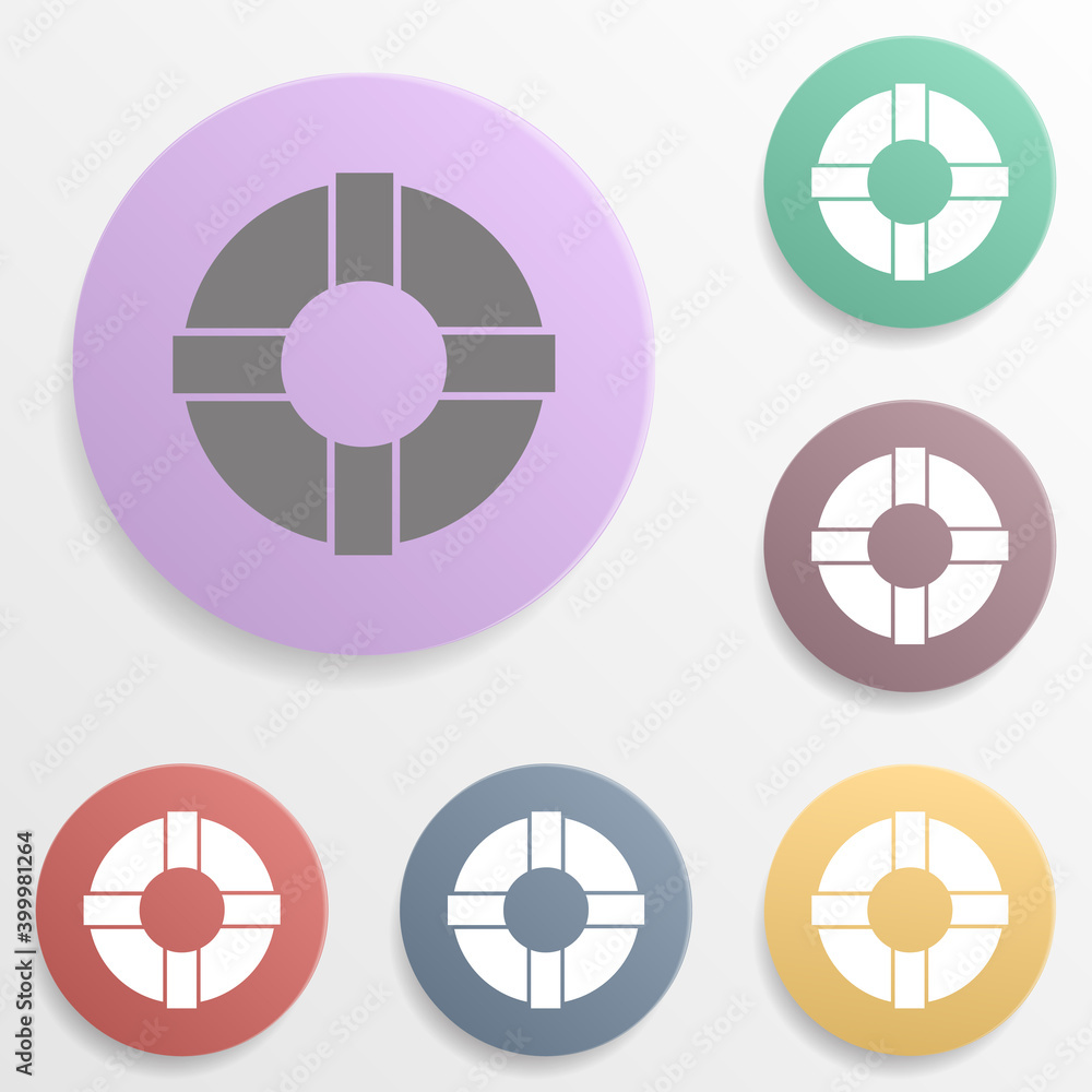 Poster life buoy badge color set icon. simple glyph, flat vector of web icons for ui and ux, website or mob