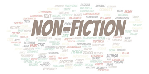 Non-Fiction typography word cloud create with the text only