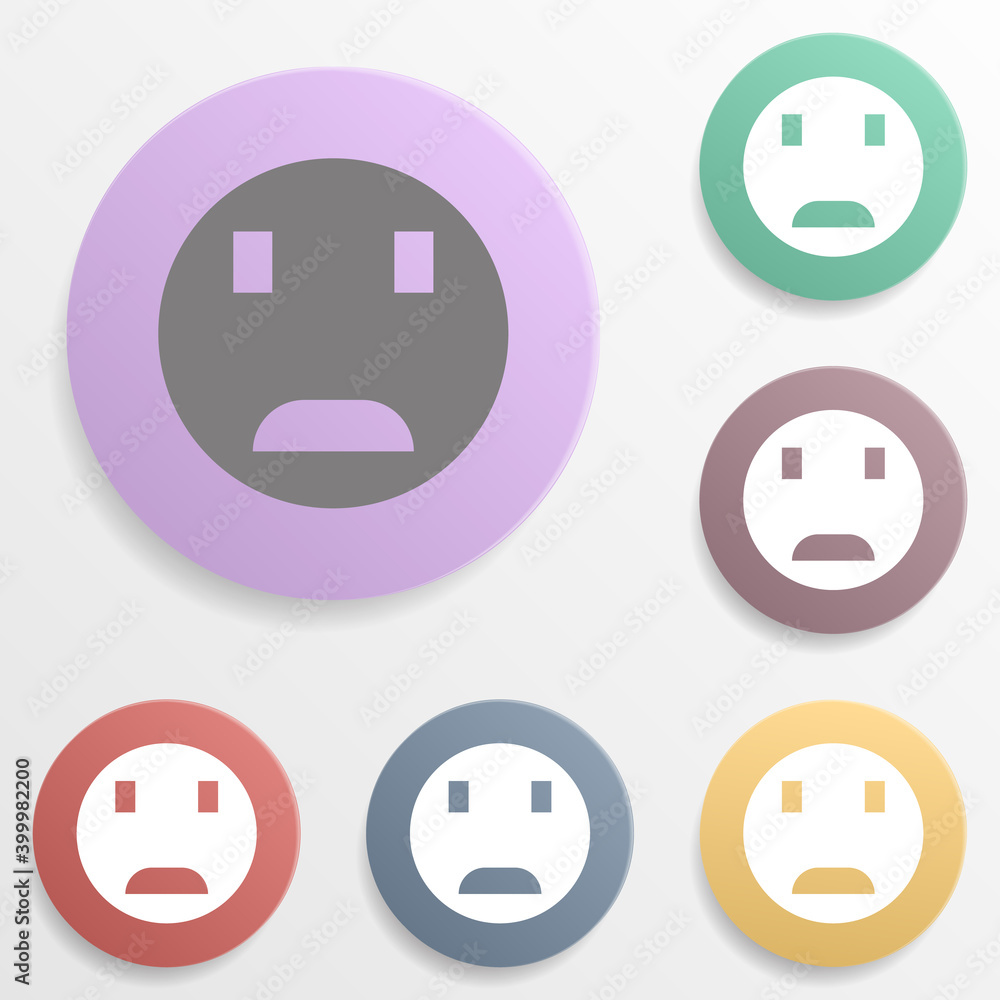 Poster shocked face smiley badge color set icon. simple glyph, flat vector of web icons for ui and ux, webs