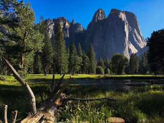 Beautiful breathtaking landscape Nature scenery inside Yosemite National Park in California with...