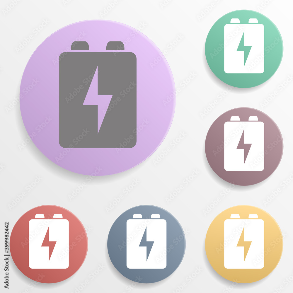Poster battery badge color set icon. simple glyph, flat vector of web icons for ui and ux, website or mobil