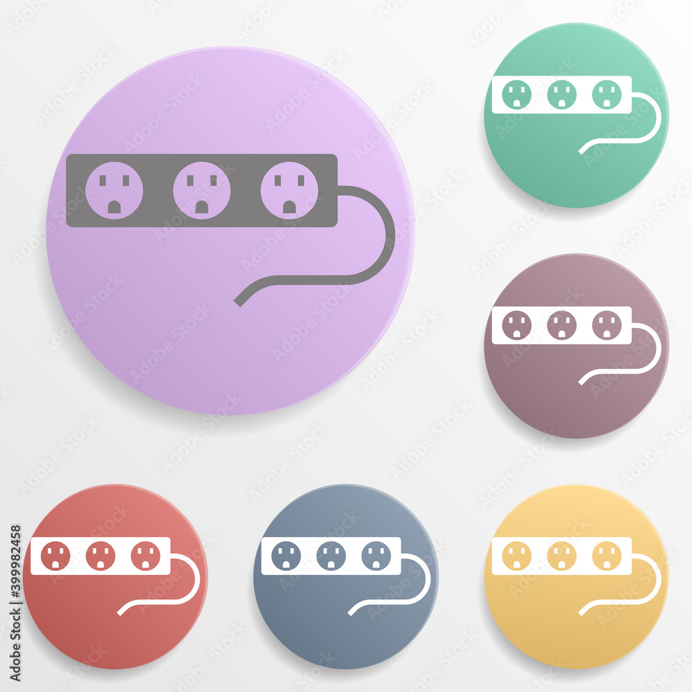 Poster electrical socket sign badge color set icon. simple glyph, flat vector of web icons for ui and ux, w