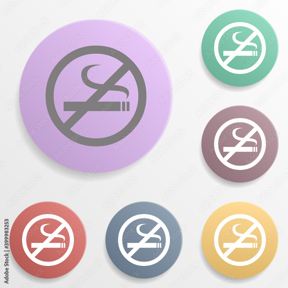 Poster no smoking sign badge color set icon. simple glyph, flat vector of web icons for ui and ux, website 