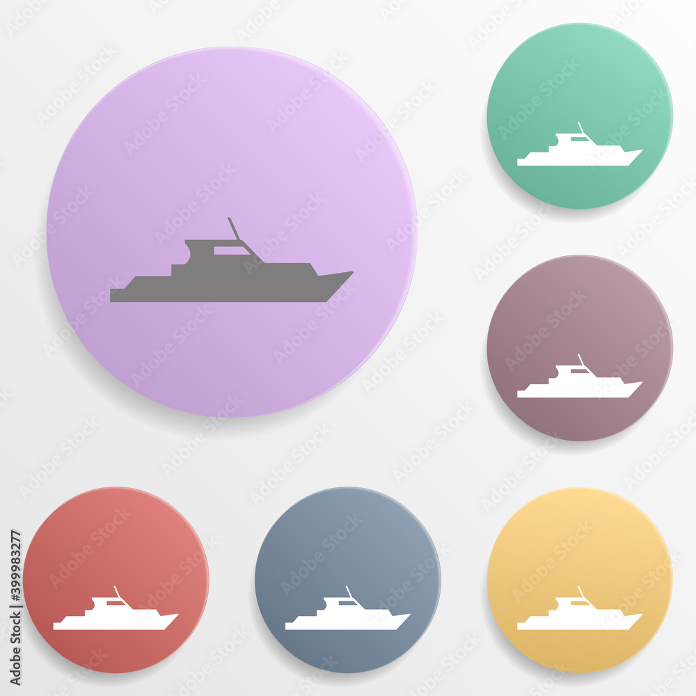 Poster boat yacht badge color set icon. simple glyph, flat vector of web icons for ui and ux, website or mo