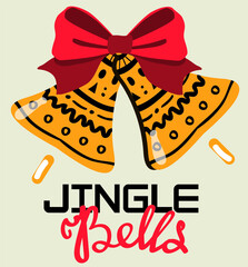 Jingle bells Christmas celebrate decoration. Vector illustration.