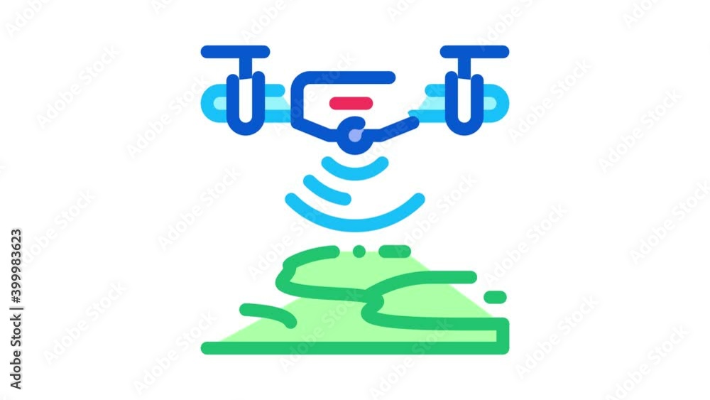 Poster drone height sensor icon animation. color drone height sensor animated icon on white background