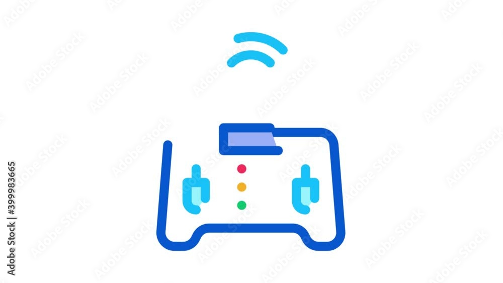 Poster drone remote control icon animation. color drone remote control animated icon on white background