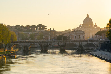Tiber River, Saint Pietro Basilica, Vatican City, Rome, Italy, Europe